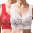 thumbnail image 2 of Ramiter Women'S Lingerie Women's Minimizer Plus Size Bra Full Coverage Unlined Soft Lace Underwire 3XL,Red, 2 of 4