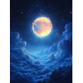 thumbnail image 1 of Qisvanset 12x16 Inch 2D Flat Framed Canvas Art, Glowing Full Moon Starry Cloud Mystical Nature Inspired Home Wall Decor, 1 of 5