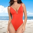 thumbnail image 2 of Yuncity Women's One-Piece Swimsuits Deep V Neck Shapewear Backless Thong Bodysuit Tank Top Bathing Suits Swimwear For Beach Pool Orange S-Xl, 2 of 6