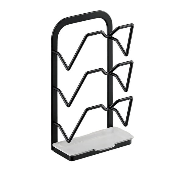 SLYNSHome Wall Mounted Pot Lid Rack,Black Door Mounted Pot Cover Rack Cabinet Pot Lid Organizer Pot Cover Support for Kitchen - L