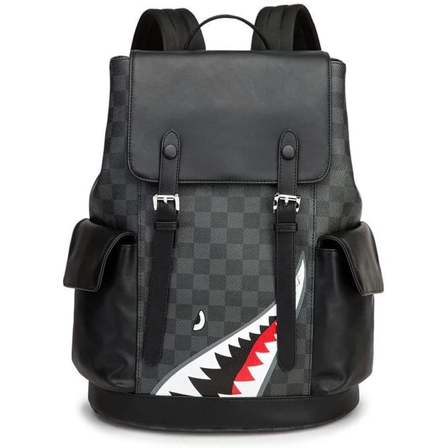 Mochila de cuero Pu, mochila multifuncional de gran capacidad para ordenador portátil universitario, mochila de viaje informal, mochila de día para adultos y jóvenes Petmoko A55