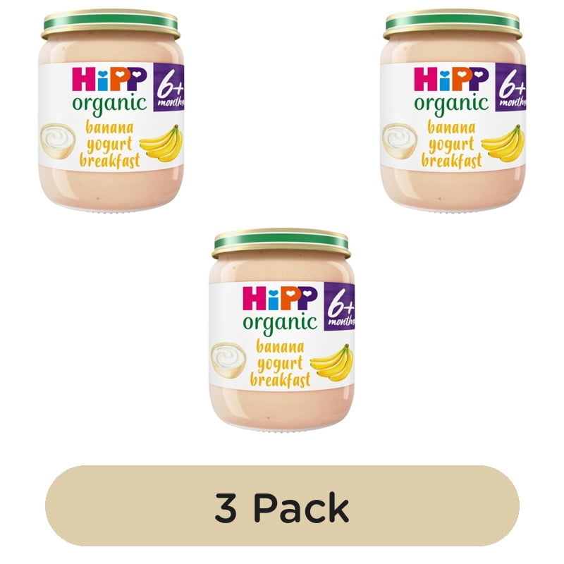 HiPP Organic Banana Yogurt Breakfast Baby Food Jar 6+months 125g, British Import (Pack of 3)