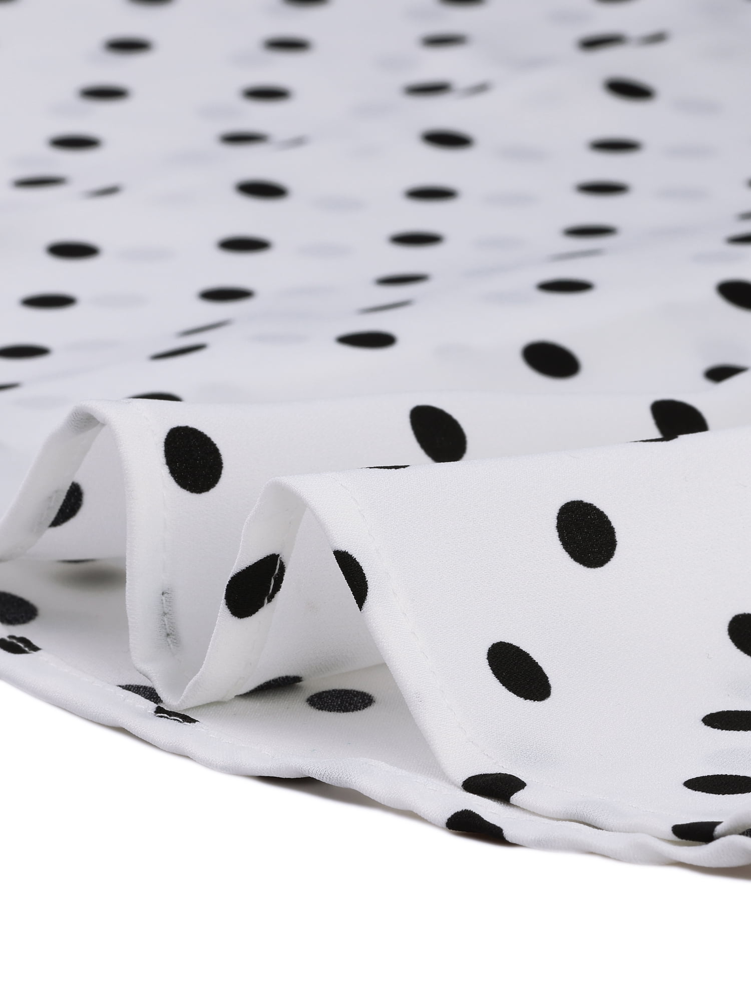 DARING DIVA Women's Polka Dots Doll Collar Puff Short Sleeve Shirts M White