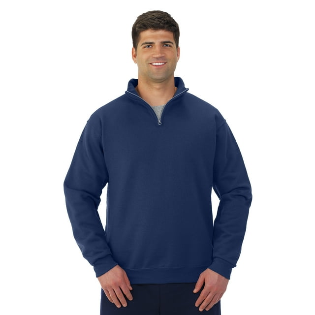 Jerzees Mens NuBlend Quarter Zip Cadet Collar Sweatshirt, 2X, J Navy