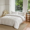 thumbnail image 2 of 3 Pieces Duvet Covers Set, Boho Tufted Comforter Sets with Zipper Closur, Soft Breathable Floral Bedding Set for All Seasons(White,King, 104"x90"), 2 of 6