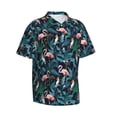 thumbnail image 2 of Uemuo Flamingos And Birds Printed Regular Fit Short Sleeve Casual Hawaiian Shirt for Men,Aloha shirt,Tropical shirt,Floral print shirt,Vacation Beach shirt-Large, 2 of 9