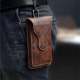 thumbnail image 5 of ZHAOCHENG Funda de cuero sintético para la cintura compatible con teléfonos móviles de menos de 6,5 pulgadas, funda para teléfono con clips para cinturón y ganchos, color marrón, 5 of 5