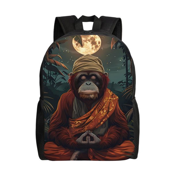 Easygdp Banana Leaf Meditating Gorilla Mochila Versátil y Elegante: Comodidad, Almacenaje y Durabilidad para la Universidad, Trabajo, Viajes y Uso Diario