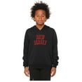 thumbnail image 2 of Daxton Youth Unisex Pullover Cities State Hoodie Mid-Weight Fleece Sweater - New Jersey Black Red, M, 2 of 3