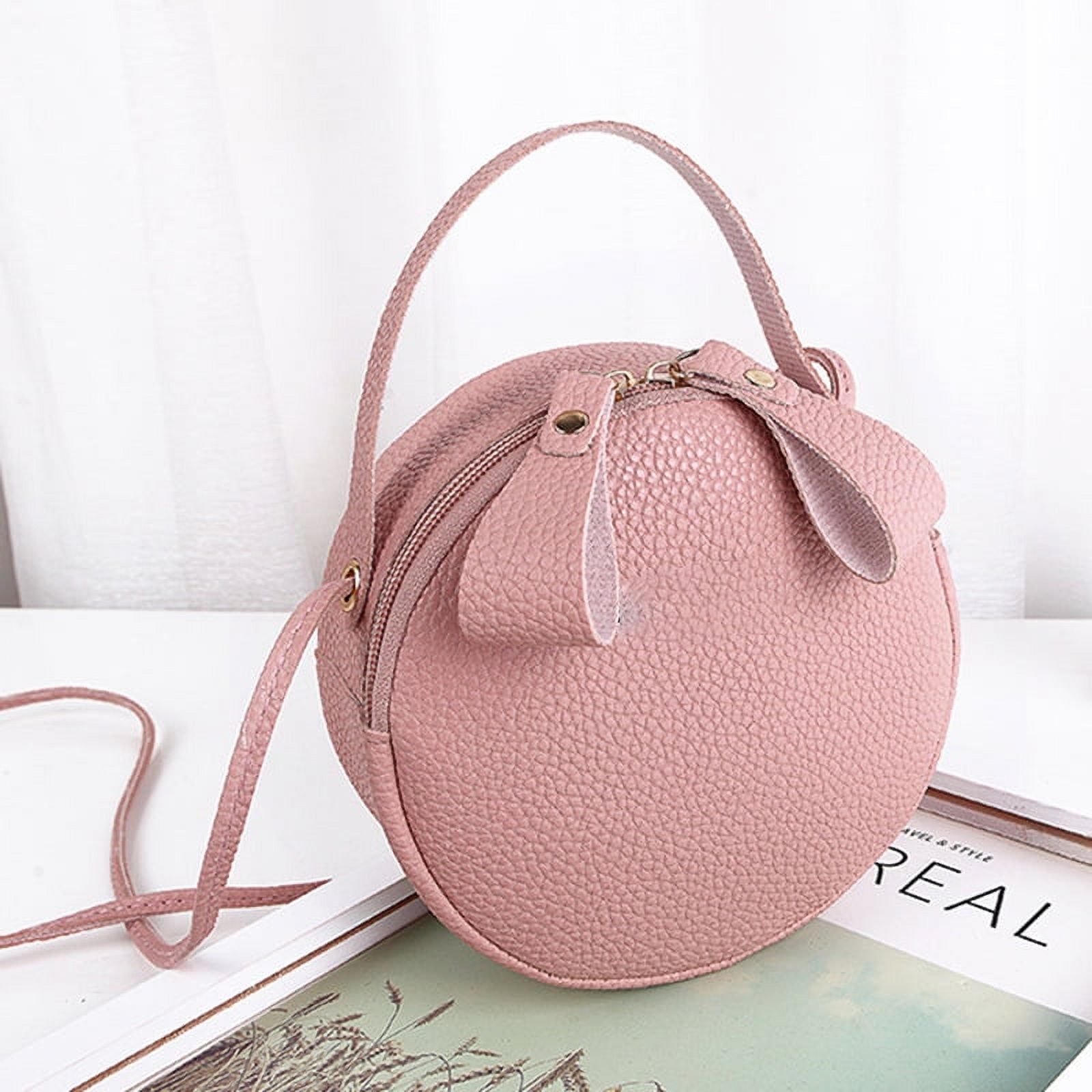 CKCL Fashion Women Handbag Small Round Circle Bag Girl Cute Shoulder Messenger Bag Pink, Women's
