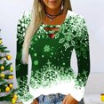 thumbnail image 1 of Lilgiuy Womens Shirts Christmas V-Neck Print Long Sleeve Tops Printed Regular Blouse for Weddings Engagements, 1 of 5