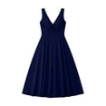 thumbnail image 2 of Bnwani Midi Dresses for Women,Womens Sundresses,High Waist,V-Neck,Casual,Solid,Navy,XL, 2 of 5