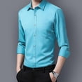 thumbnail image 3 of Hommes Manches Longues Casual Slim Fit Chemises Solide Bouton vers le Bas Robe Chemise Tourner vers le Bas Col Chemises, 3 of 4