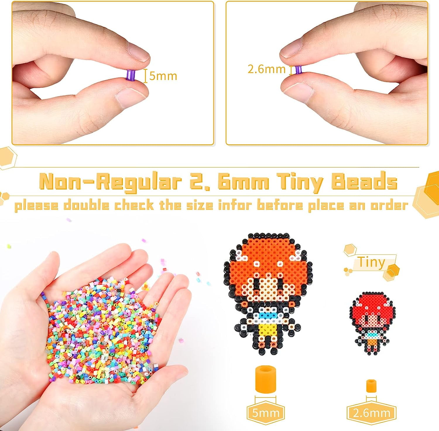 Naler 24000 Fuse Beads, 24 Colors 2.6mm Tiny Mini Fuse Beading Kit with Pegboards Ironing Paper for Kids Adult Party Craft,Unisex
