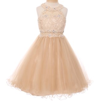 Little Girls Elegant Sequin Tulle Cascade Pageant Wedding Flower Girl Dress  Copper 4 (C50C63C) - Walmart.com