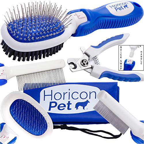 Horicon Pet Ultimate Pet Dematting & Deshedding Set Dual Sided Undercoat Rake Dematting Razor Comb & Detangling Pet Comb 3 in 1 Grooming Tool Set