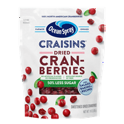 Ocean Spray Craisins, 50% Less Sugar Dried Cranberries, Dried Fruit, 10 oz Pouch
