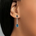 thumbnail image 4 of Gem Stone King 925 Sterling Silver Black Swiss Blue Topaz and Black and White Zirconia Dangle Earrings for Women (2.50 Cttw, Gemstone Birthstone, 38MM = 1.5 inch), 4 of 5