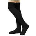 thumbnail image 2 of Black Stockings Womens Knee High Socks Solid Color Knitted Adjusted Calf Super Soft Thick Warm Non See Through Leg Warmer, 2 of 4