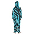 thumbnail image 3 of Cyan Zebra Pattern One Piece Pajamas Soft Jumpsuit Cozy Sleep and Play Romper Zipper and Pockets 5-6T, 3 of 8