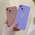 thumbnail image 3 of Compatible with iPhone 13 Mini Case for Women, Bronzing Luxury Heart Phone Case Cute Side Small Pattern Soft TPU Shockproof Full Camera Lens Protective Cover for iPhone 13 Mini (Brown), 3 of 8
