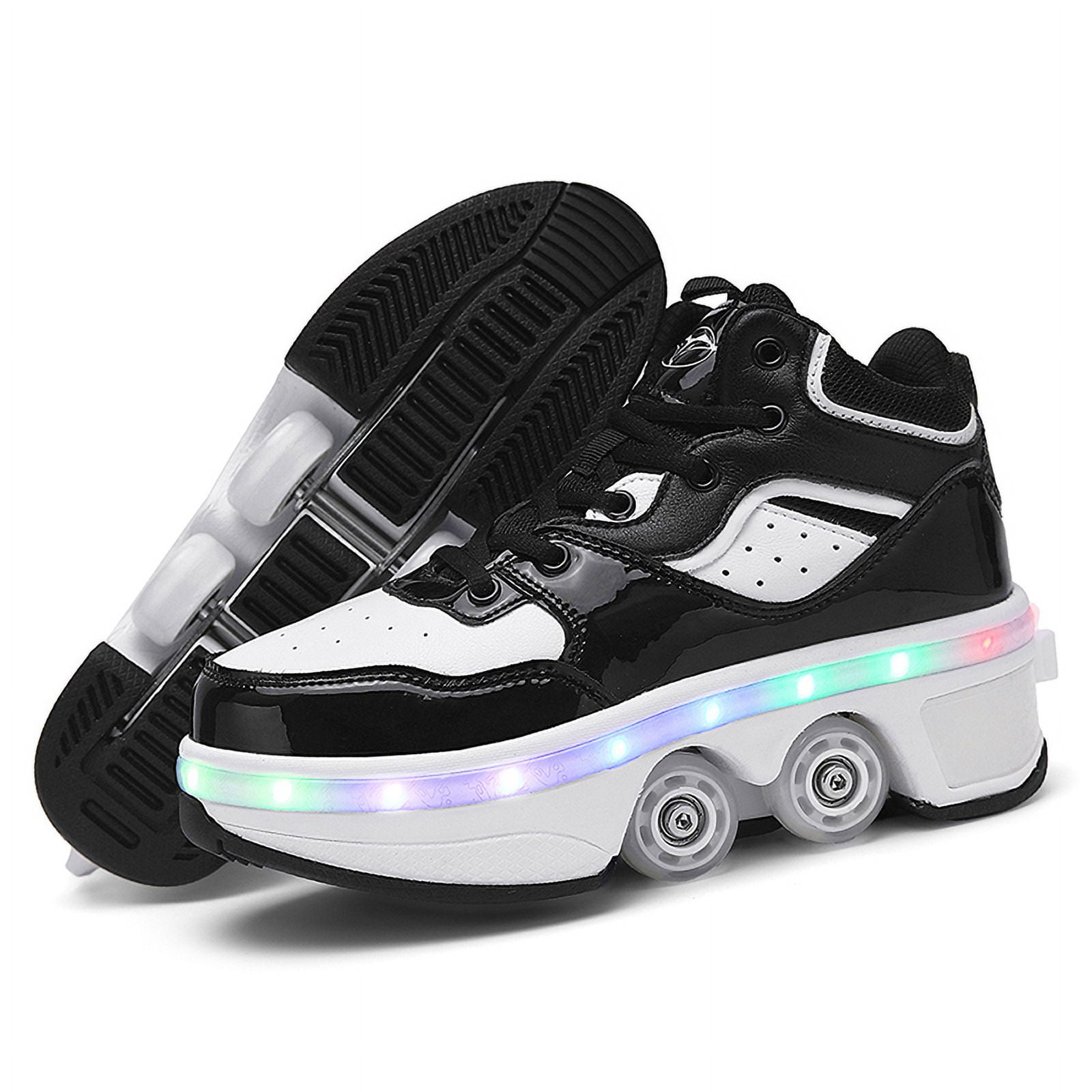 Roller Skates for Women Men, Shoes with Wheels for Girls, Kick Rollers Shoes Retractable for Boys, Adult Parkour Quad Roller Shoes, Inline Skates Children's Outdoor Skates