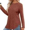 thumbnail image 3 of SDNall Sweaters For Women，Long Sleeve Shirts For Women 2025 Fall Clothes Tunic Tops Loose Fit Dressy Crewneck Pullover Sweaters Curved Hem, 3 of 5