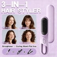 thumbnail image 3 of EBCUE 3 In 1 Portable Cordless Hair Straightener Brush for Travel Fast Heating Straightening Comb with LCD Display Rechargeable Anti-Frizz Styling Tool for Smooth Shiny Hair 4 Temperature Settings, 3 of 7