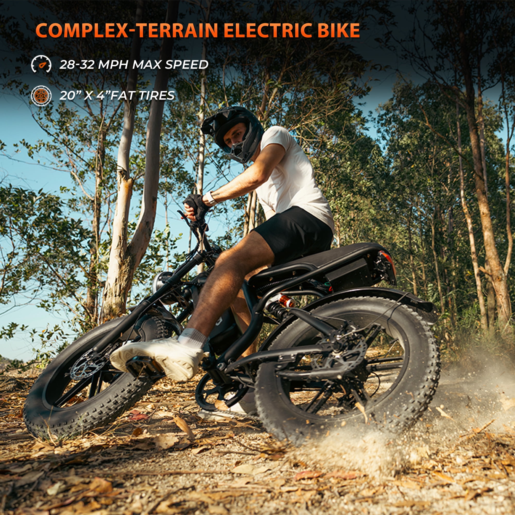 HiKeep 1500W Peak Electric Bike for Adults, 20"x4.0" Fat Tire E-Bike, 48V 15.6Ah Battery, 32MPH, Shimano 7-Speed, E-Mountain Bicycle UL2849