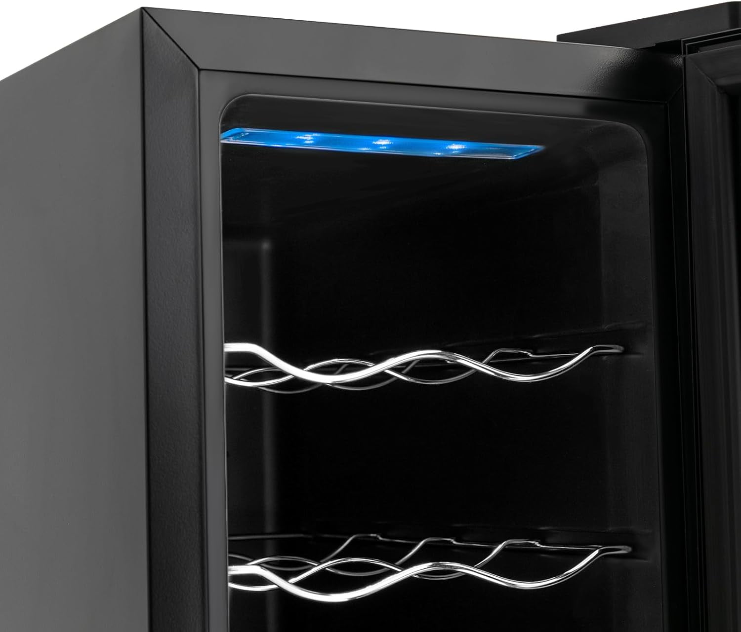 Miumaeov Thermoelectric Wine Cooler Countertop, 8-Bottle Horizontal Wine Fridge with Removable Shelves, 4 Tiers Freestanding Wine Chiller, 46.4-64.4°F
