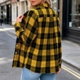 thumbnail image 6 of CBASIHI Womens Long Sleeve Plaid Button Down Shirts- Fall Casual Trendy Loose Fit Collared Flannel Shacket Jacket Yellow Size S-2XL, 6 of 7