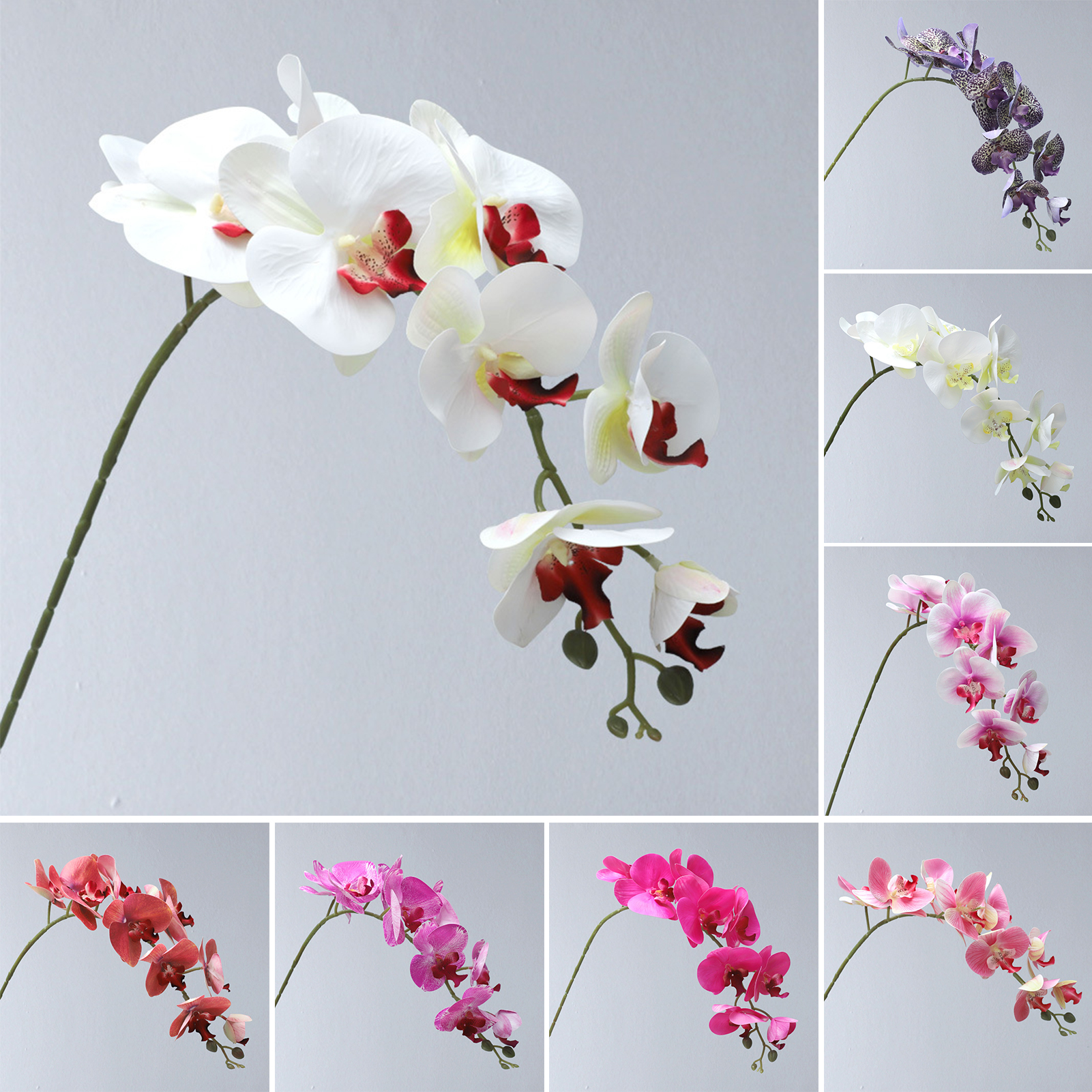 Yesbay 9 Heads Fake Phalaenopsis Multi-fork Handcraft Artificial Butterfly Orchid for Home - image 4 of 8