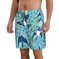 thumbnail image 2 of Disketp Men'S Swim Trunks Hawaiian Breathable Surf Beach Swimsuits Mesh Lining Beach Shorts With Pockets-Flying Swallows And Spring Flowers, 2 of 9