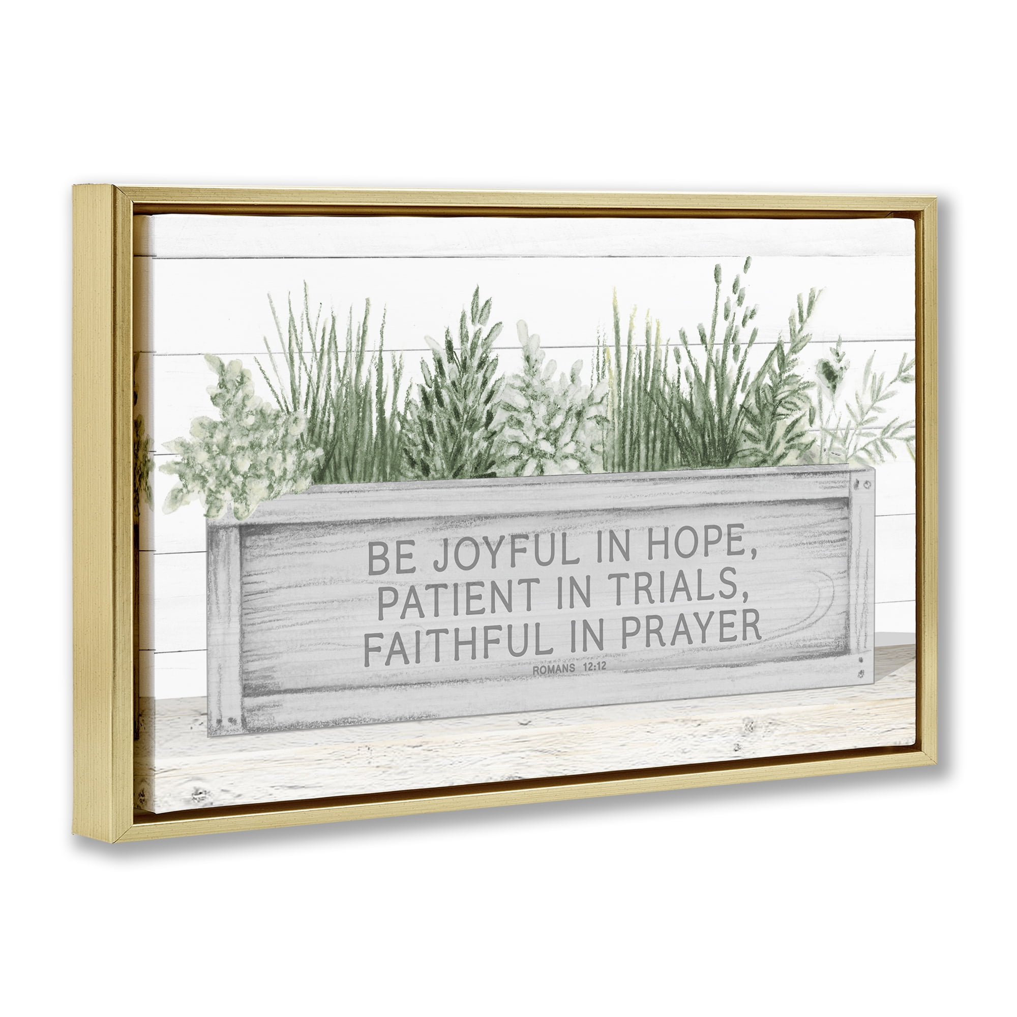 Stupell Industries Be Joyful Flower Box Gold Framed Floater Canvas Wall Art, design by Janice Gaynor