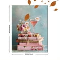 thumbnail image 3 of UXIEQU Floral Books Martini Glass Canvas Wall Art 15.75x11.81 Inches, 3 of 8