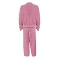 thumbnail image 5 of Women's 2 Piece Zip Up Sweatshirt and Jogger Set, Solid Color Casual Set, Loungewear Outfit, Drawstring Waist Tracksuit, Two Piece Activewear Set Pink M, 5 of 9
