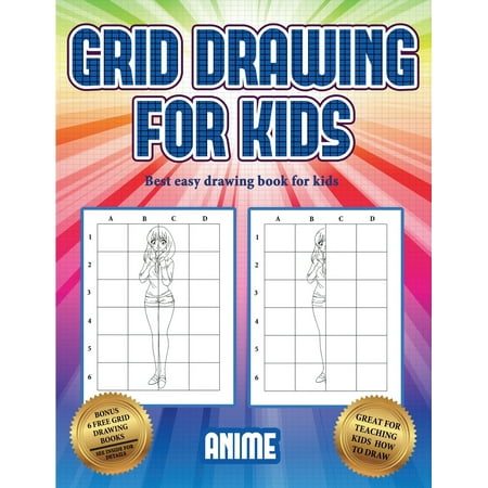 Best easy drawing book for kids (Grid drawing for kids - Anime): This book teaches kids how to draw using