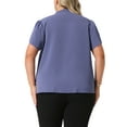thumbnail image 4 of DARING DIVA Women's Plus V Neck Petal Sleeve Button Down Chiffon Blouse 1X Blue, 4 of 6