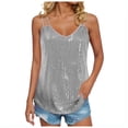 thumbnail image 1 of DXOUPM Women Tank Tops Summer Spaghetti Strap Sequin V Neck Sleeveless Shirts Trendy Blouse, 1 of 3