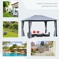 thumbnail image 6 of Outsunny 13' x 10' Outdoor Patio Gazebo Soft Top Canopy with PA Coated Polyester Roof, Steel/Aluminum Frame, Curtains & Netting Sidewalls, Gray, 6 of 9