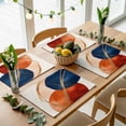 thumbnail image 5 of Navy Blue Burnt Orange Placemats for Dinning Table Set of 4, Geometric Modern Boho Art Burlap Kitchen Place Mats Waterproof Cloth Table Mats, Indoor Outdoor Placemats Easy Clean Dinner Decor, 5 of 8