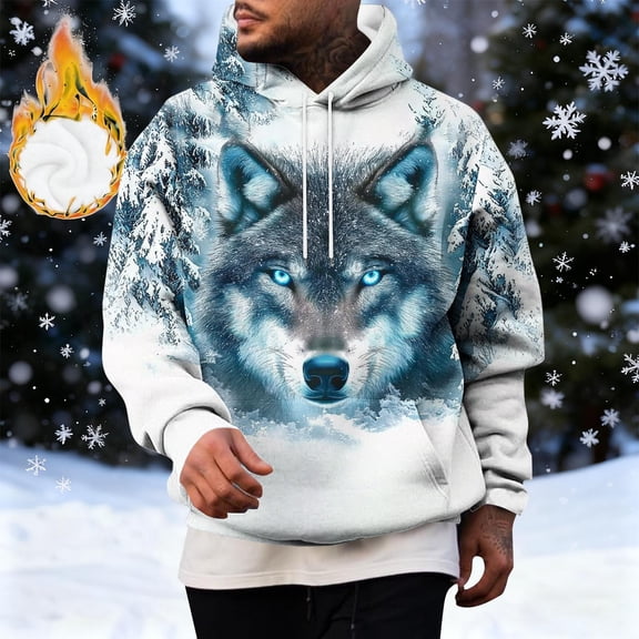Handshe Men's Pullover Hoodie, Fashion Print Long Sleeve with Drawstring for Casual Daily Wear