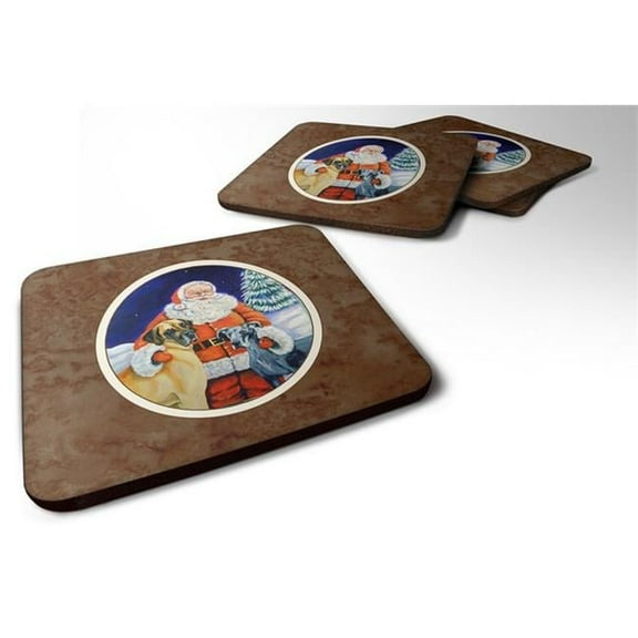 Santa Claus with Great Dane Foam Coaster, Set of 4