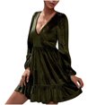thumbnail image 2 of Gspmoly Robes pour Femmes Grande Taille, Mode Femmes Robe Aguichant Décontractée Unie Robe à Col en V à Manches Longues Robe de Cocktail Aubaines, 2 of 6