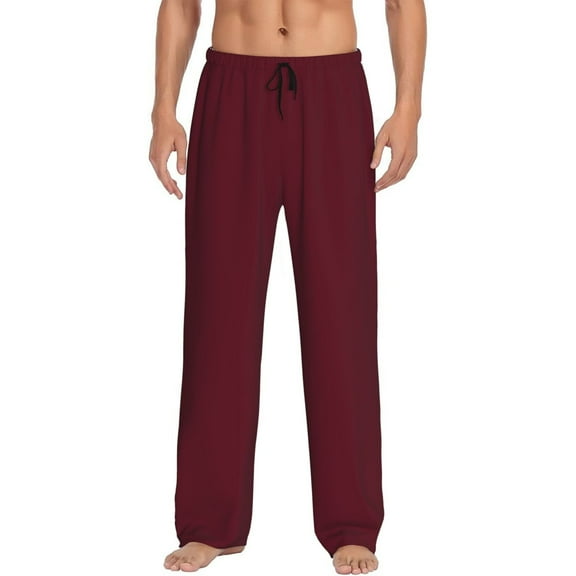 Naloa Maroon Pajama Pants Men, PJ Bottoms, Sleep & Lounge Pants-Small
