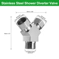 thumbnail image 2 of Válvula de desvío de ducha G1/2'' 3 vías adaptador de bidet de acero inoxidable con fitting en T de manguera y cinta de politetrafluoroetileno y junta 65mm plata, 2 of 6