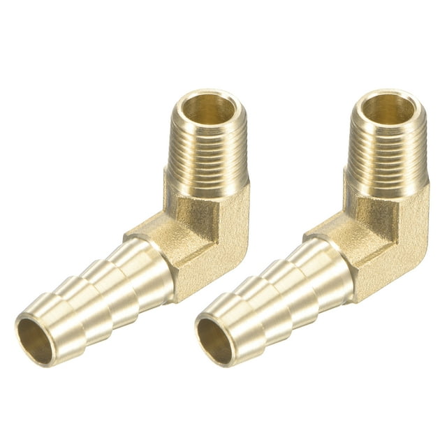 Unique Bargains Brass 5/16' Barb x 1/8 NPT Male Thread Right Angle Elbow Hose Fitting, 2 Pack