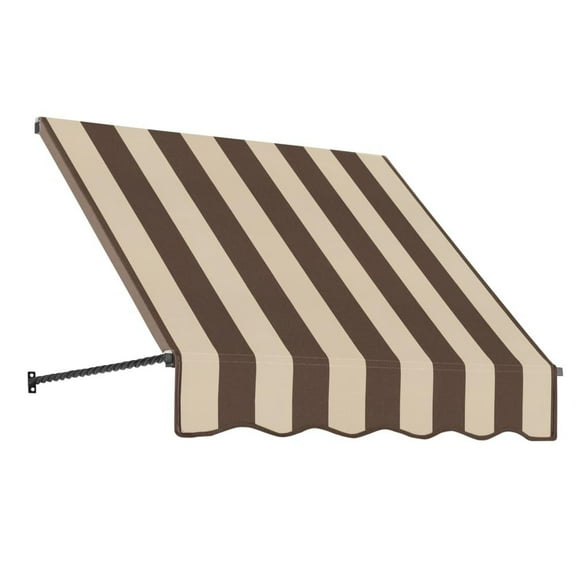 Awntech 3.375 ft Santa Fe Fixed Awning Acrylic Fabric, Brown/Tan Stripe