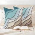 thumbnail image 4 of Outdoor Pillow Covers Pack of 2, Teal Stripes Gradient Water Ripple Waterproof Throw Pillowcase Cushion Cases, Brown Abstract Geometric Modern Art Decorative Pillow Cover for Couch Sofa Home Bed, 4 of 9