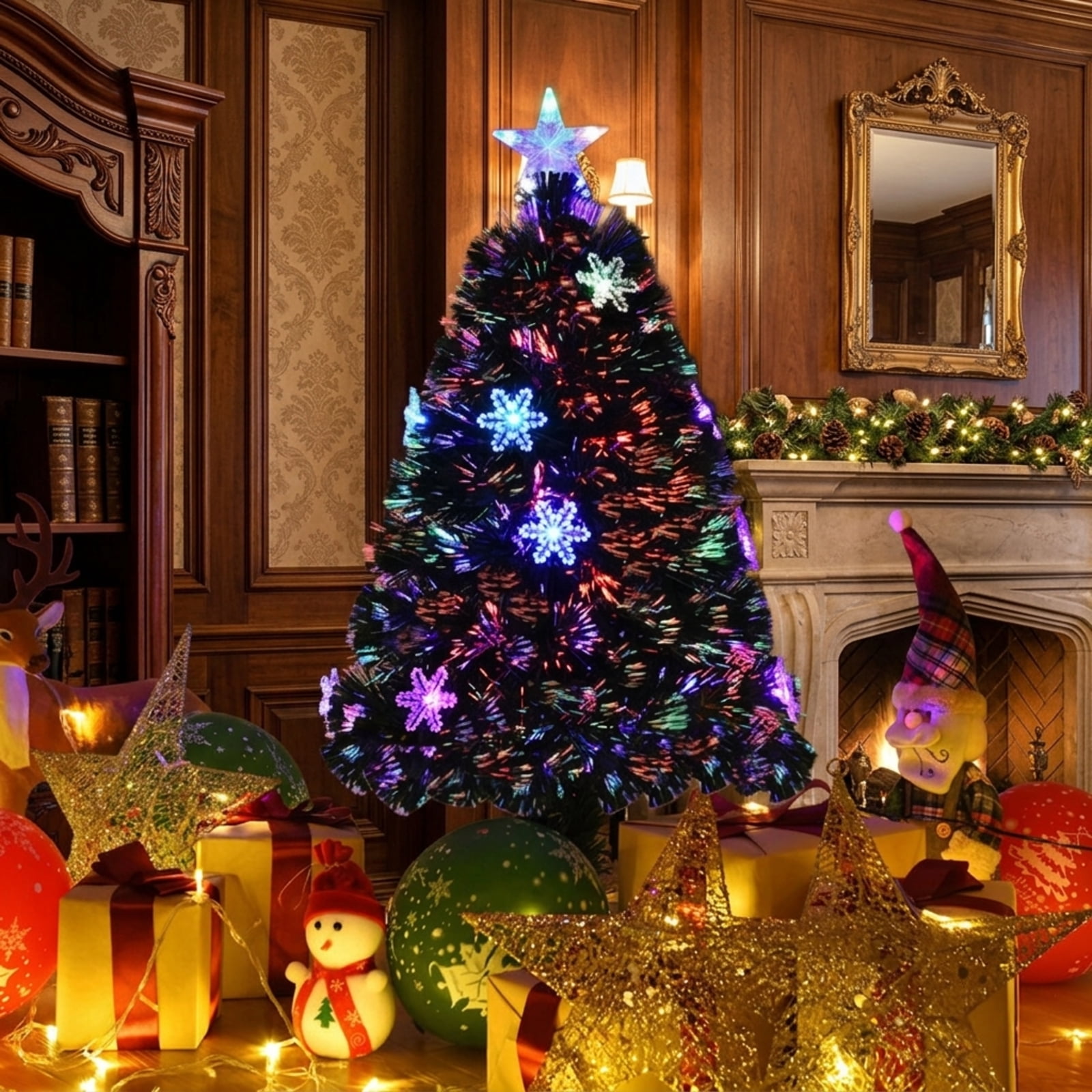 RUIE, 4 ft, Pre-Lit Artificial Christmas Tree, Small Pre-Lit Tree, 170 Branch Tips, Green, Hinged Branches for Christmas Party Living Room Decor